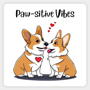 Paw-sitive Vibes Corgis in Love Sticker